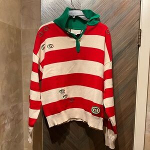 Gucci Red and White Striped Men's Sweater
